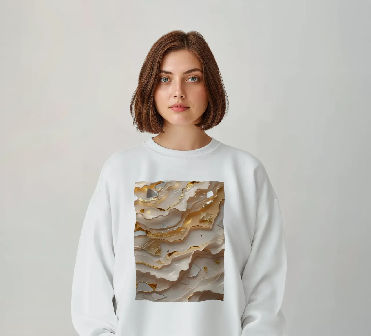 Vetro astratto beige oro e argento LikeTexture felpa da DesignDoodle