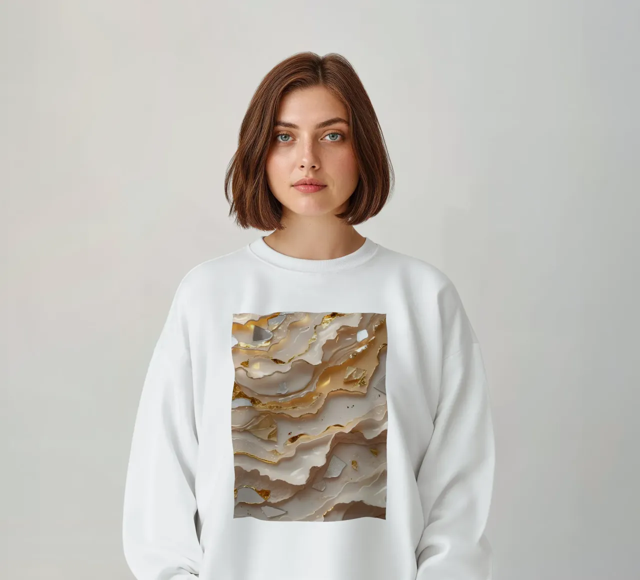 Vetro astratto beige oro e argento LikeTexture felpa da DesignDoodle