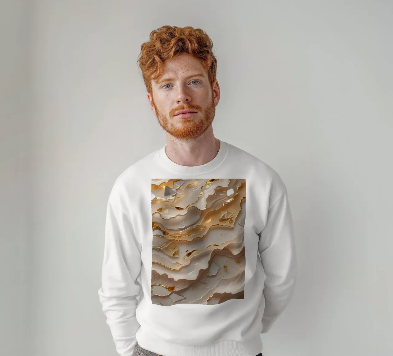 Vetro astratto beige oro e argento LikeTexture felpa da DesignDoodle