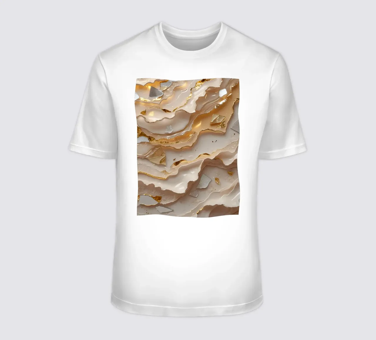 Vetro astratto beige oro e argento LikeTexture t-shirt da DesignDoodle