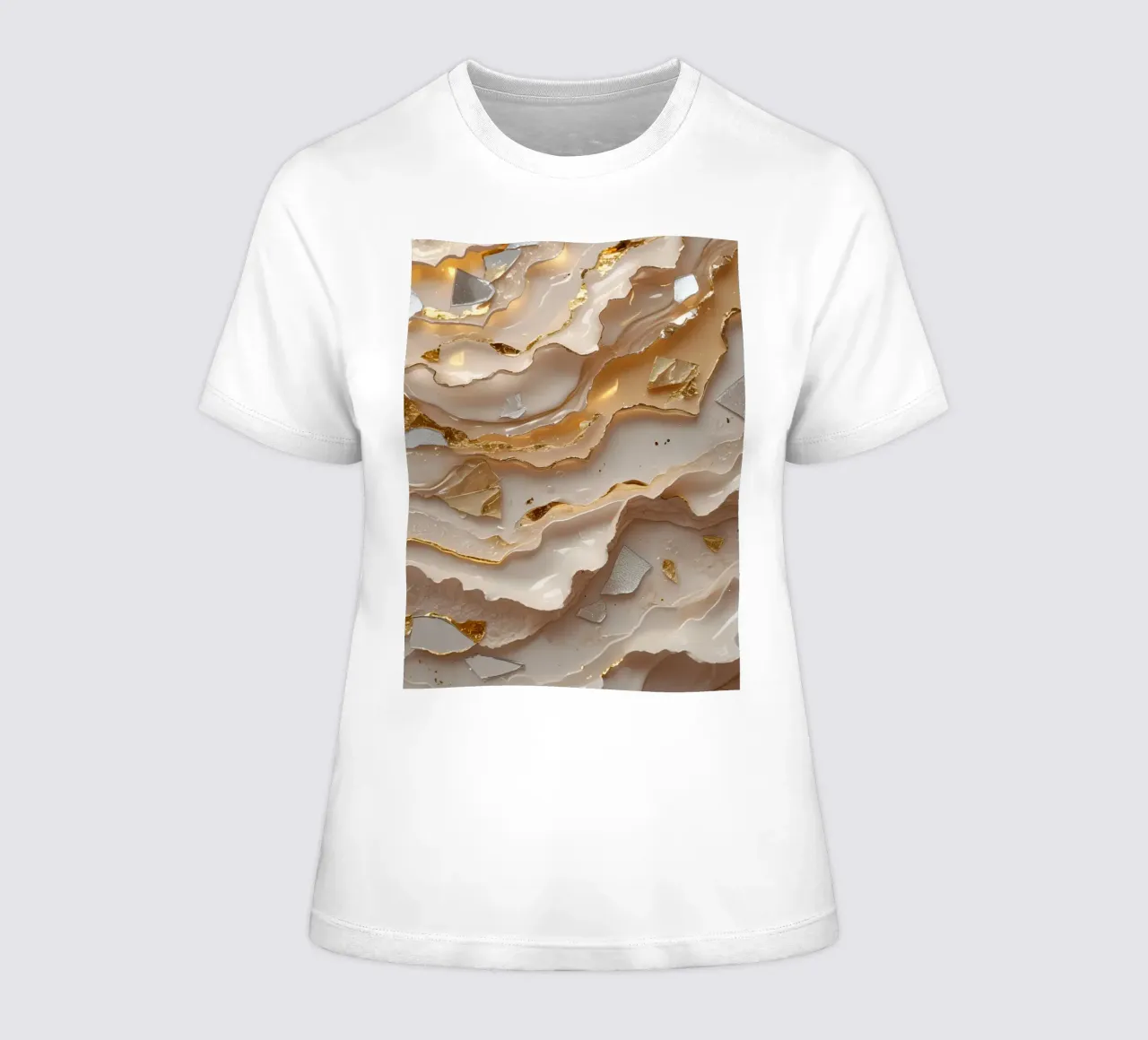 Vetro astratto beige oro e argento LikeTexture t-shirt da donna da DesignDoodle