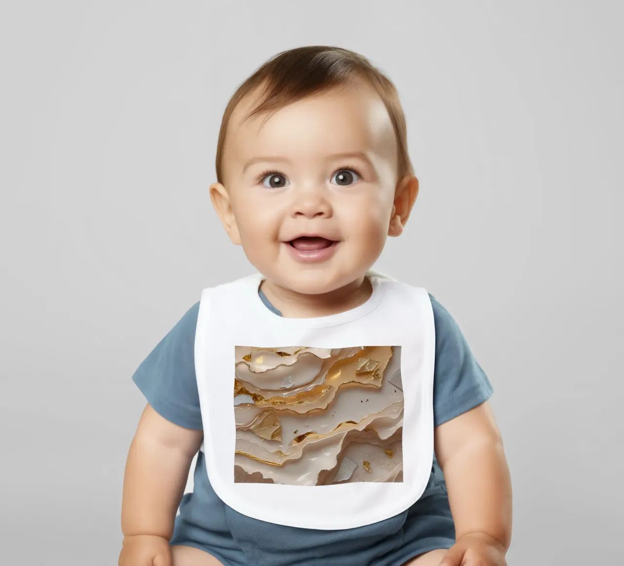 Vetro astratto beige oro e argento LikeTexture bavaglino da DesignDoodle