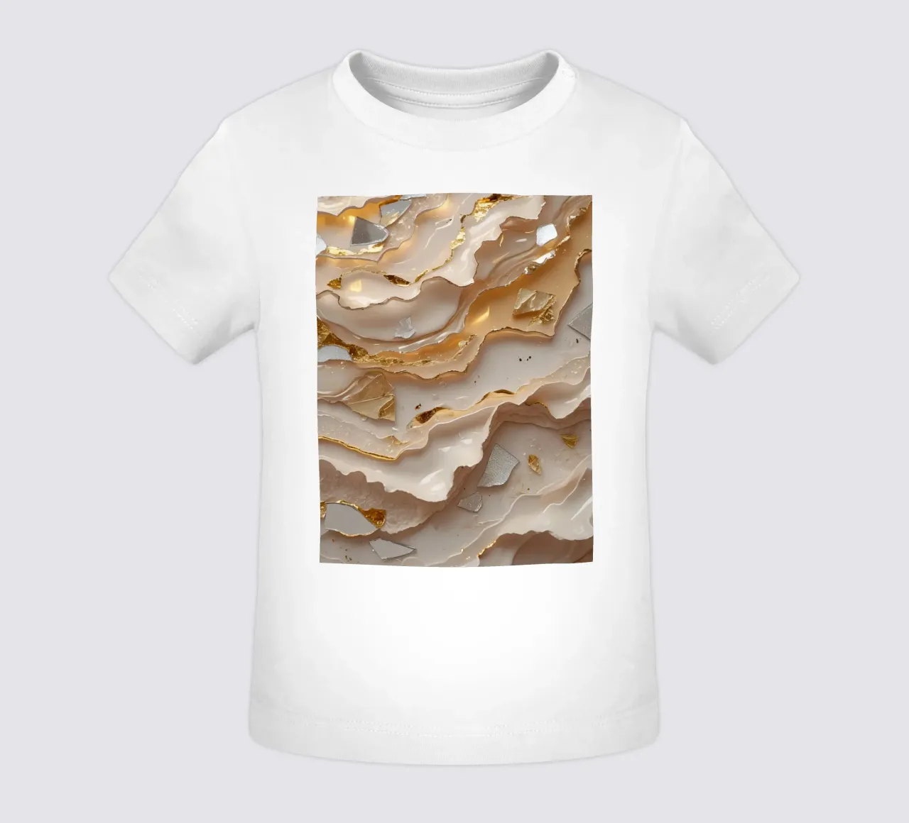 Vetro astratto beige oro e argento LikeTexture maglietta neonato da DesignDoodle