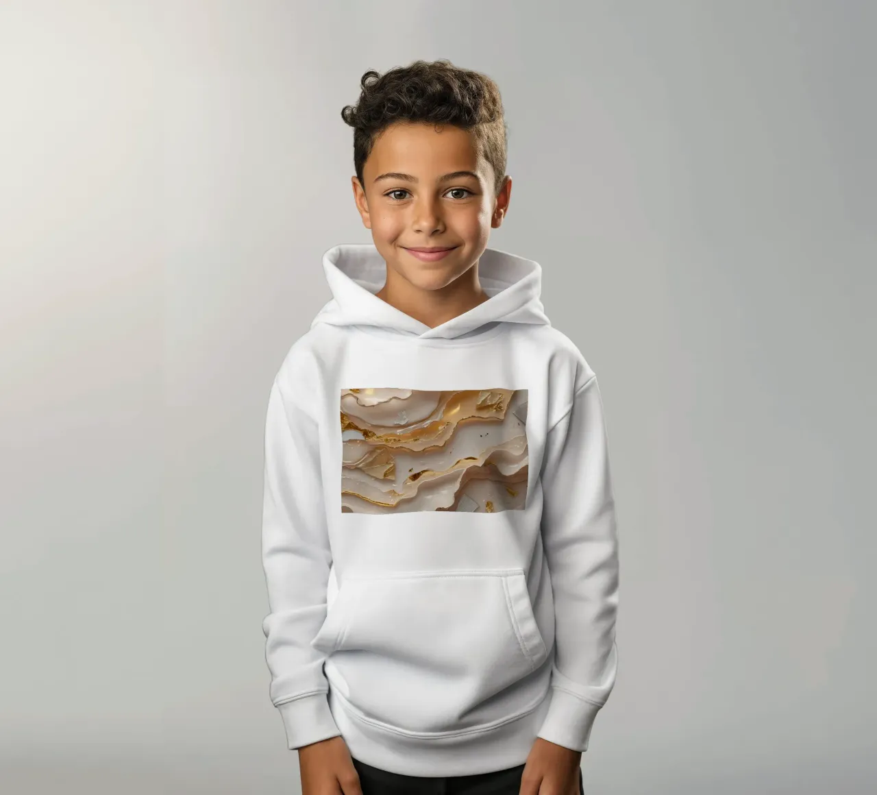 Vetro astratto beige oro e argento LikeTexture felpa bambino con cappuccio da DesignDoodle