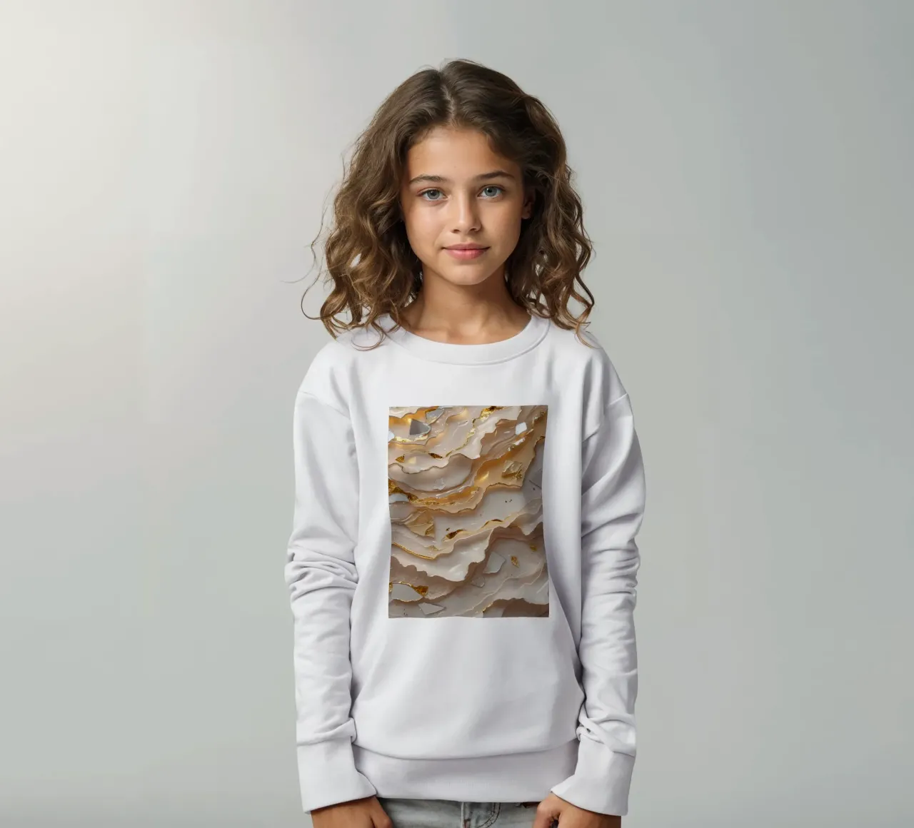 Vetro astratto beige oro e argento LikeTexture felpa bambino da DesignDoodle