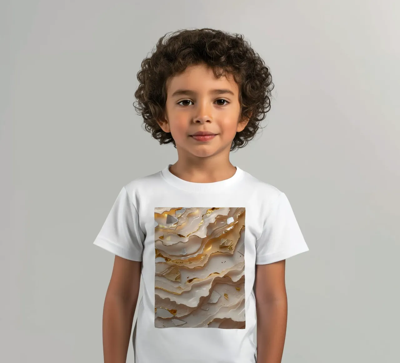 Vetro astratto beige oro e argento LikeTexture t-shirt bambini da DesignDoodle