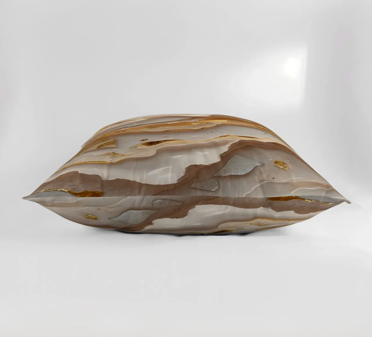 Vetro astratto beige oro e argento LikeTexture cuscino da DesignDoodle