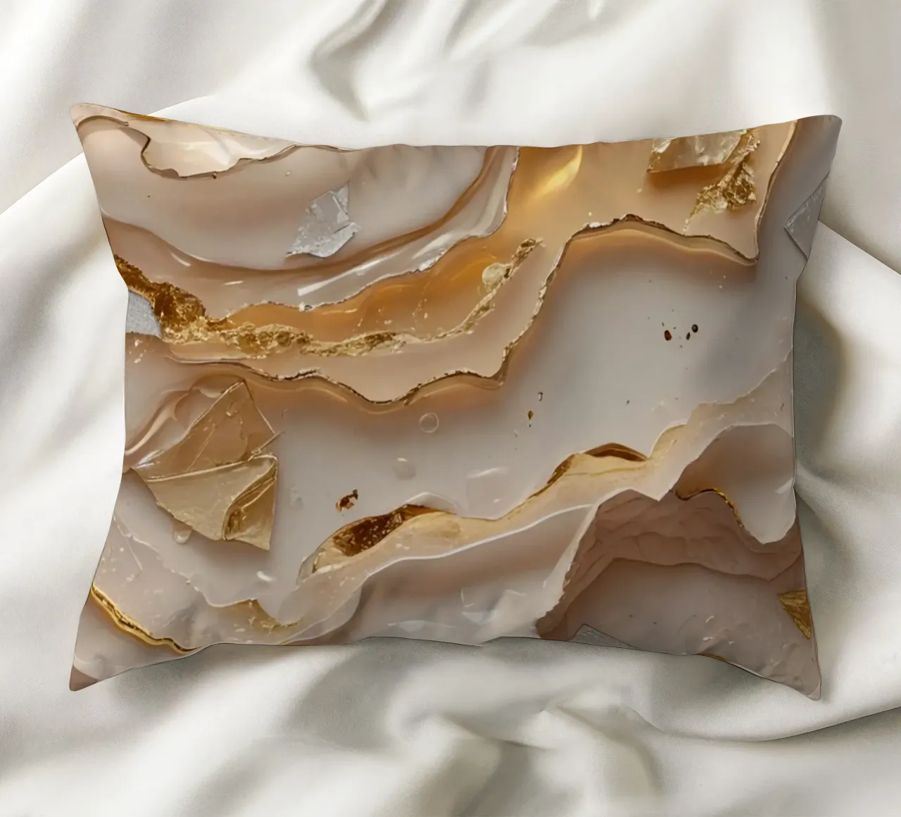 Vetro astratto beige oro e argento LikeTexture cuscino da DesignDoodle