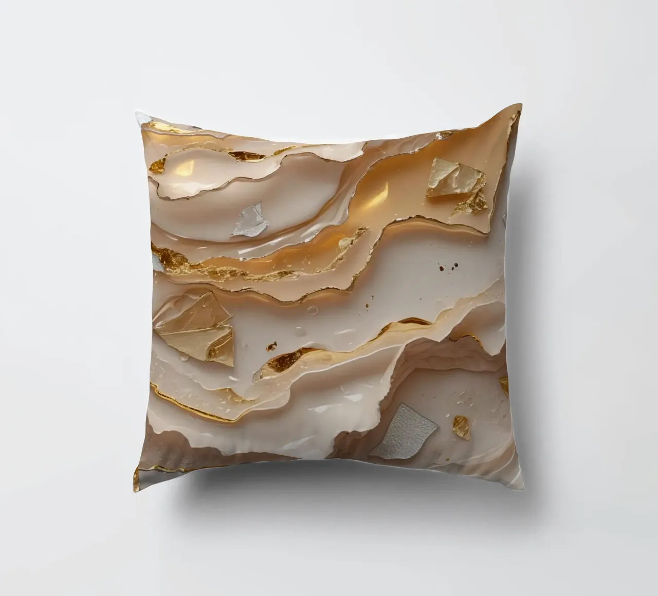 Vetro astratto beige oro e argento LikeTexture cuscino da DesignDoodle