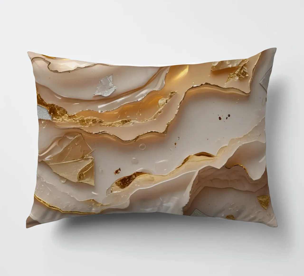 Vetro astratto beige oro e argento LikeTexture cuscino da DesignDoodle