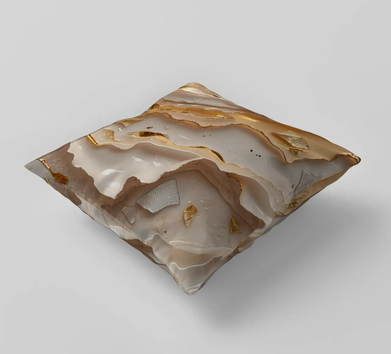 Vetro astratto beige oro e argento LikeTexture cuscino da DesignDoodle