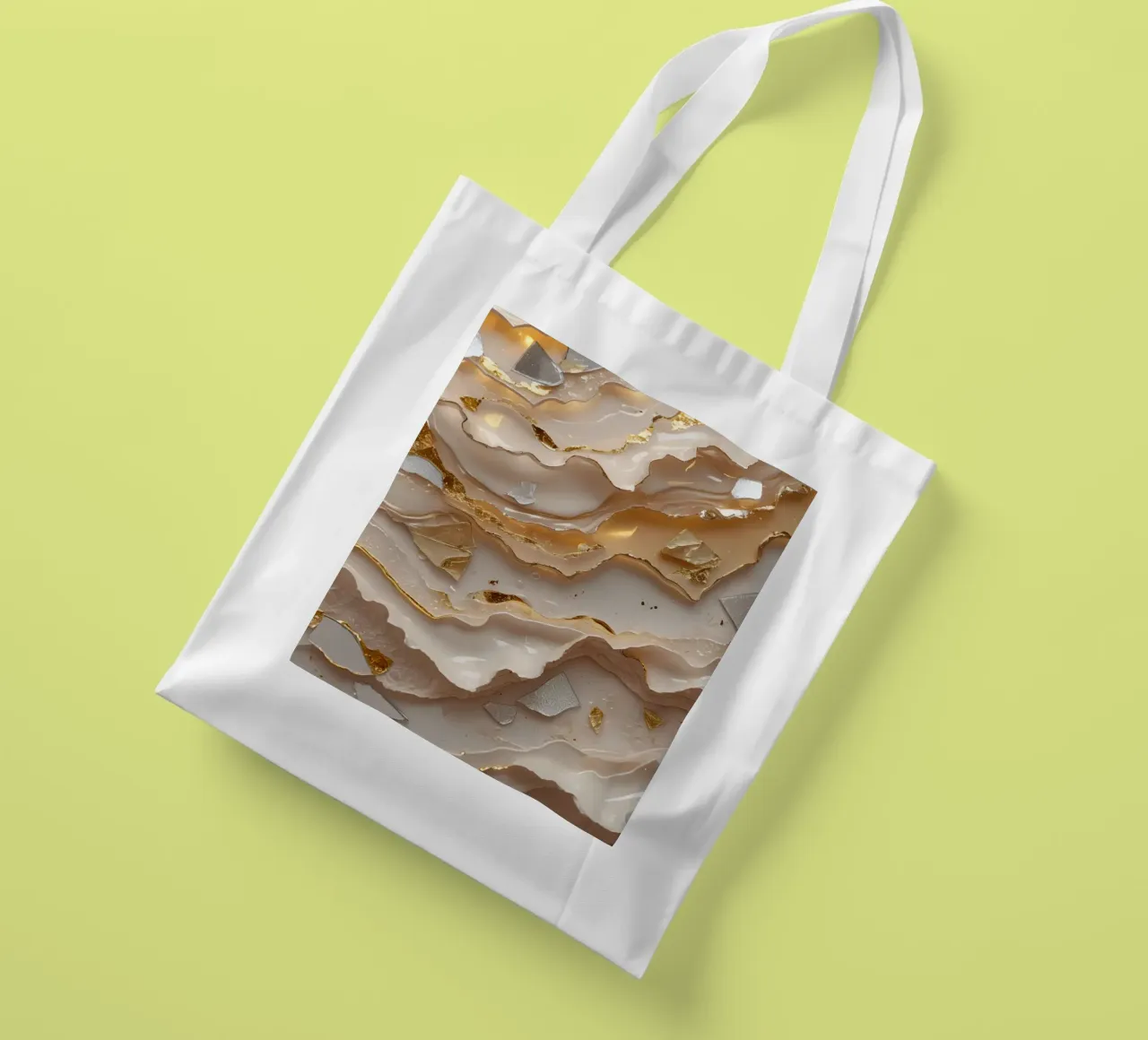 Vetro astratto beige oro e argento LikeTexture borsa in juta da DesignDoodle