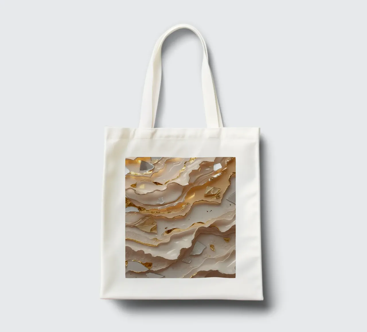 Vetro astratto beige oro e argento LikeTexture borsa in juta da DesignDoodle