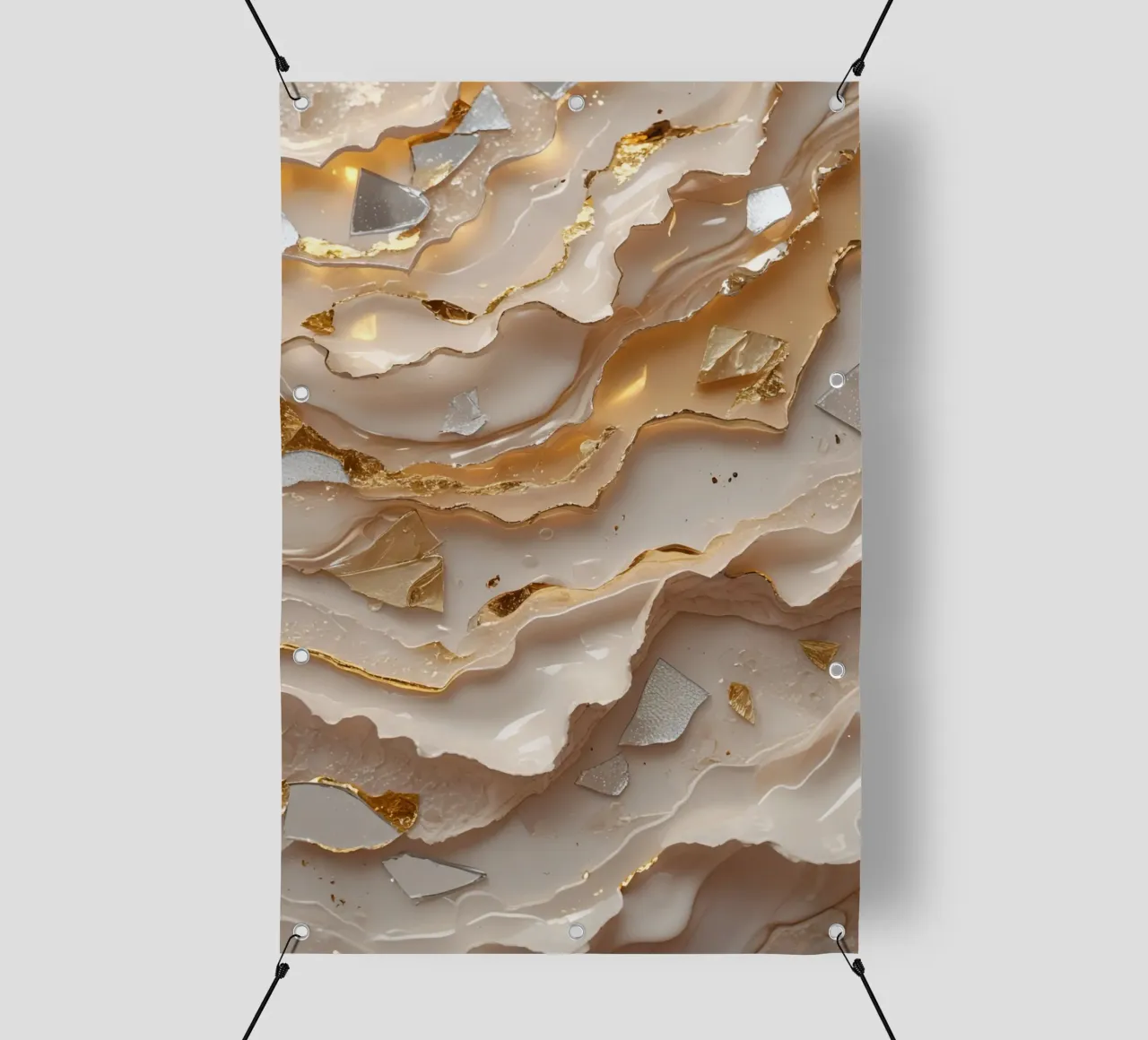 Vetro astratto beige oro e argento LikeTexture telo in pvc da DesignDoodle