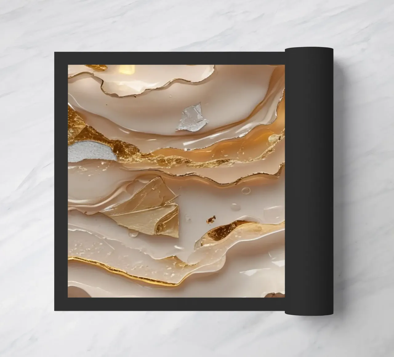 Vetro astratto beige oro e argento LikeTexture zerbino da DesignDoodle
