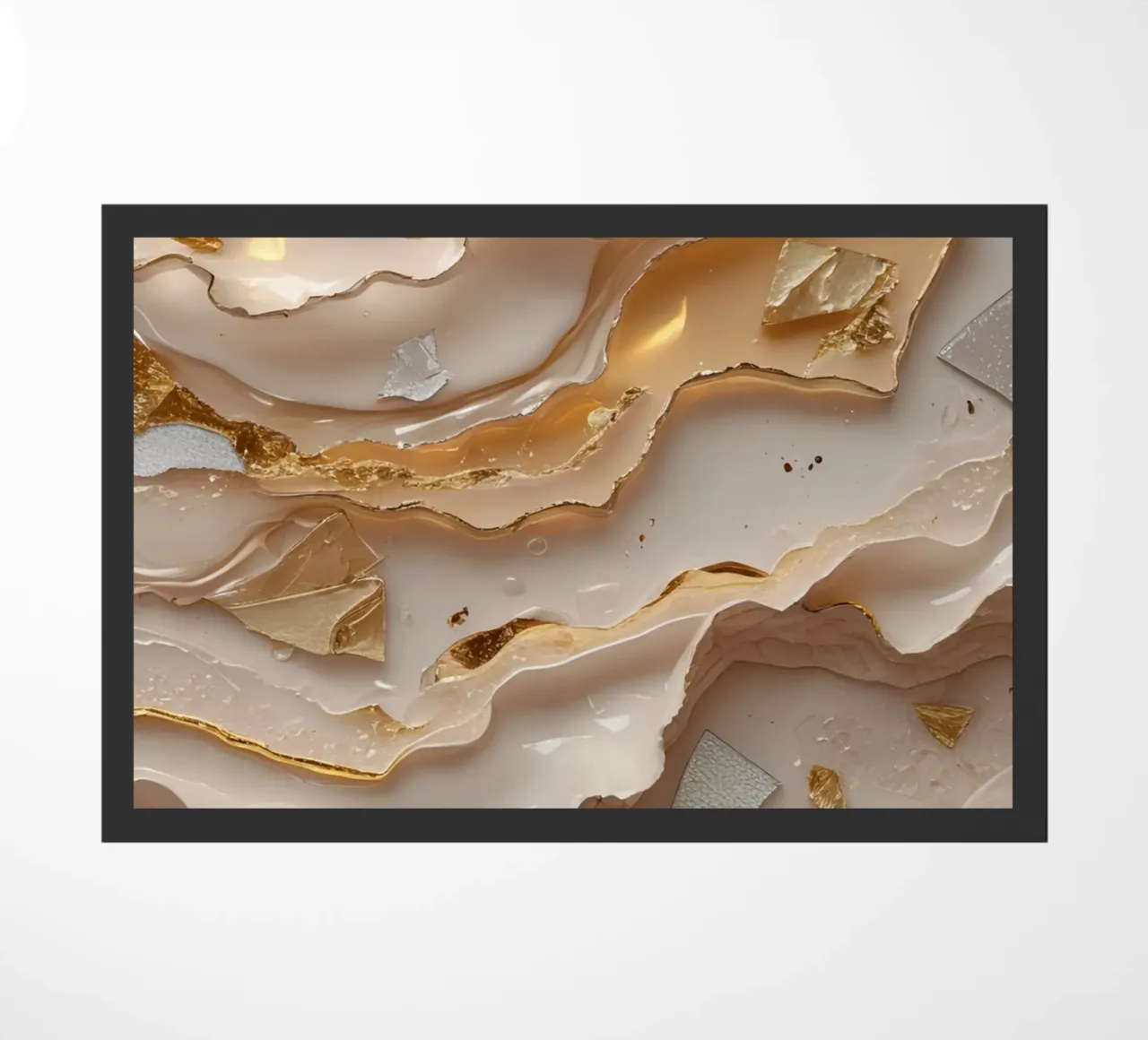 Vetro astratto beige oro e argento LikeTexture zerbino da DesignDoodle