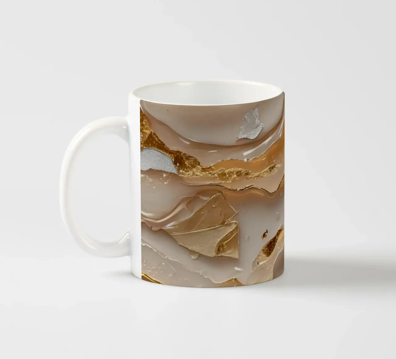 Abstract Beige Goud en Zilver Glas LikeTexture keramische mok van DesignDoodle