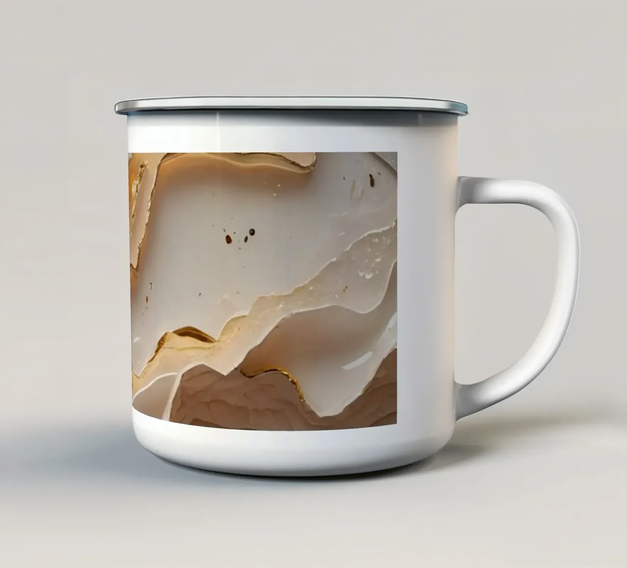 Vetro astratto beige oro e argento LikeTexture tazza in smalto da DesignDoodle