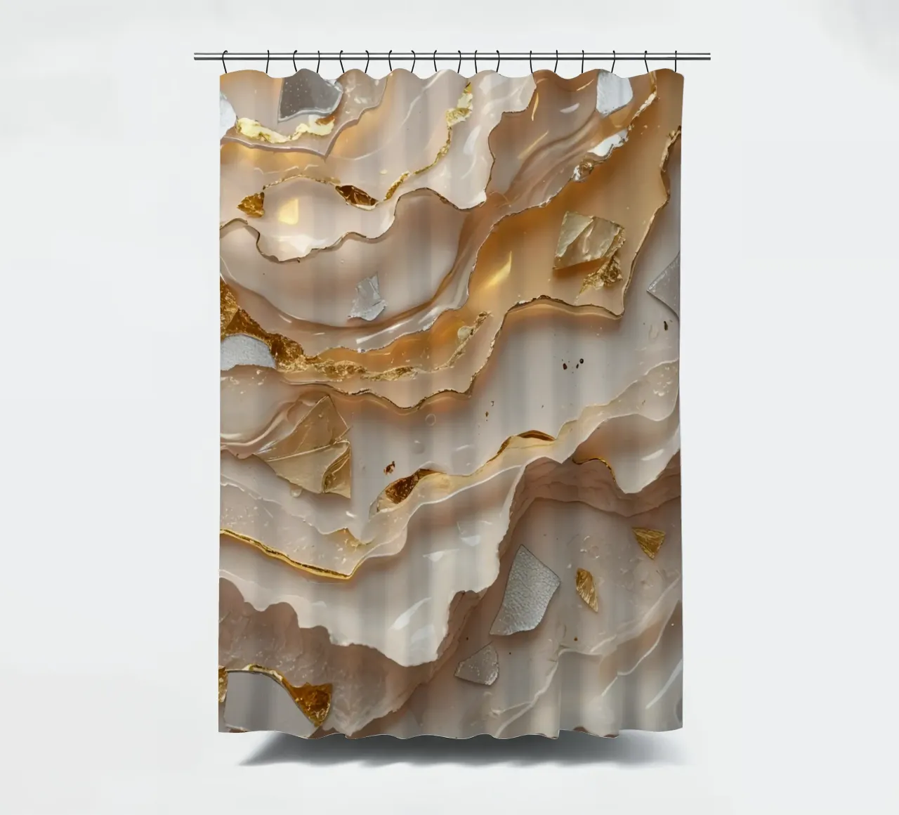 Vetro astratto beige oro e argento LikeTexture tenda da doccia da DesignDoodle
