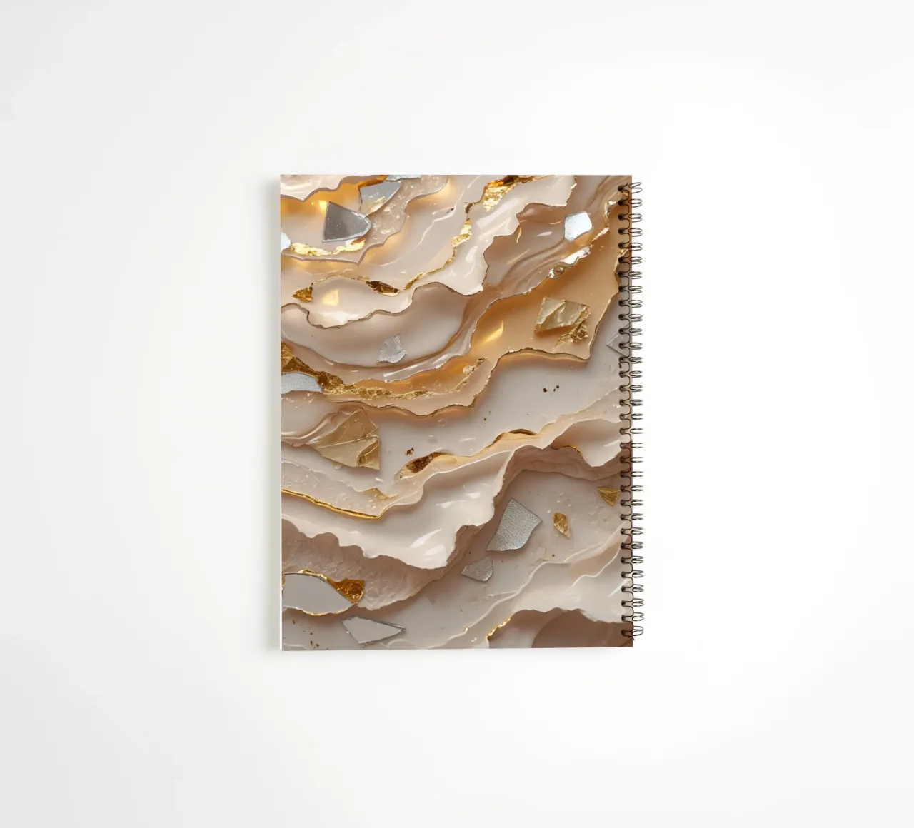 Vetro astratto beige oro e argento LikeTexture diario ad anelli da DesignDoodle