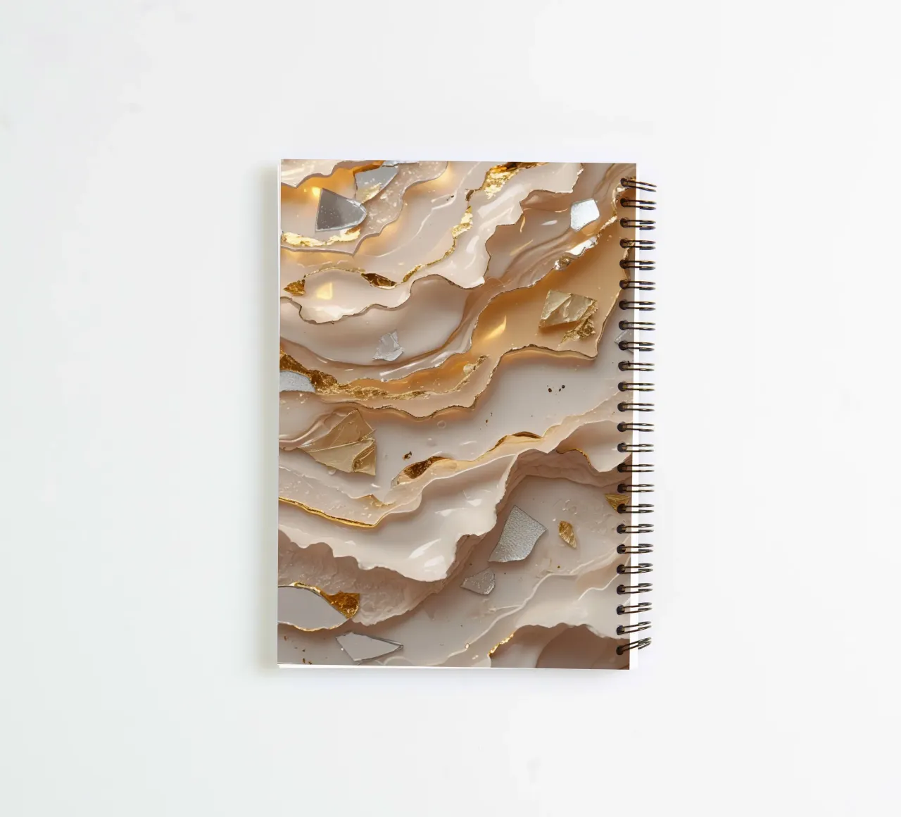 Vetro astratto beige oro e argento LikeTexture diario ad anelli da DesignDoodle