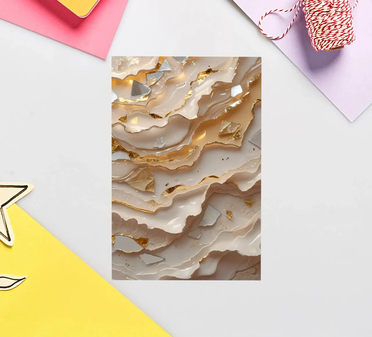 Vetro astratto beige oro e argento LikeTexture adesivo da DesignDoodle