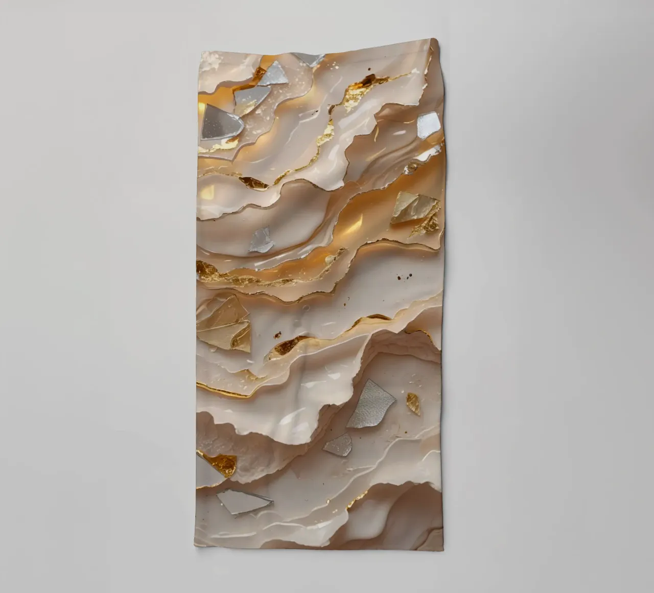 Abstract Beige Goud en Zilver Glas LikeTexture badhanddoek van DesignDoodle