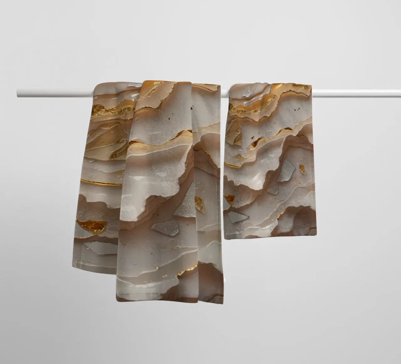 Abstract Beige Goud en Zilver Glas LikeTexture badhanddoek van DesignDoodle