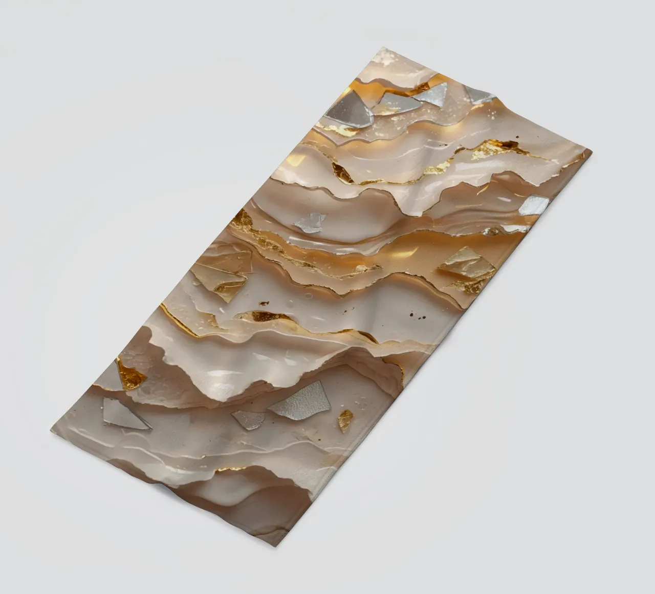 Vetro astratto beige oro e argento LikeTexture telo mare da DesignDoodle