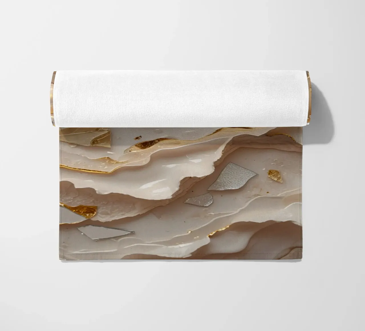 Vetro astratto beige oro e argento LikeTexture telo mare da DesignDoodle