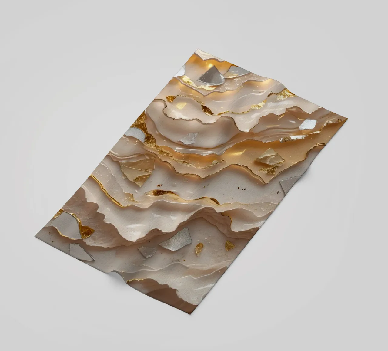 Vetro astratto beige oro e argento LikeTexture telo mare da DesignDoodle