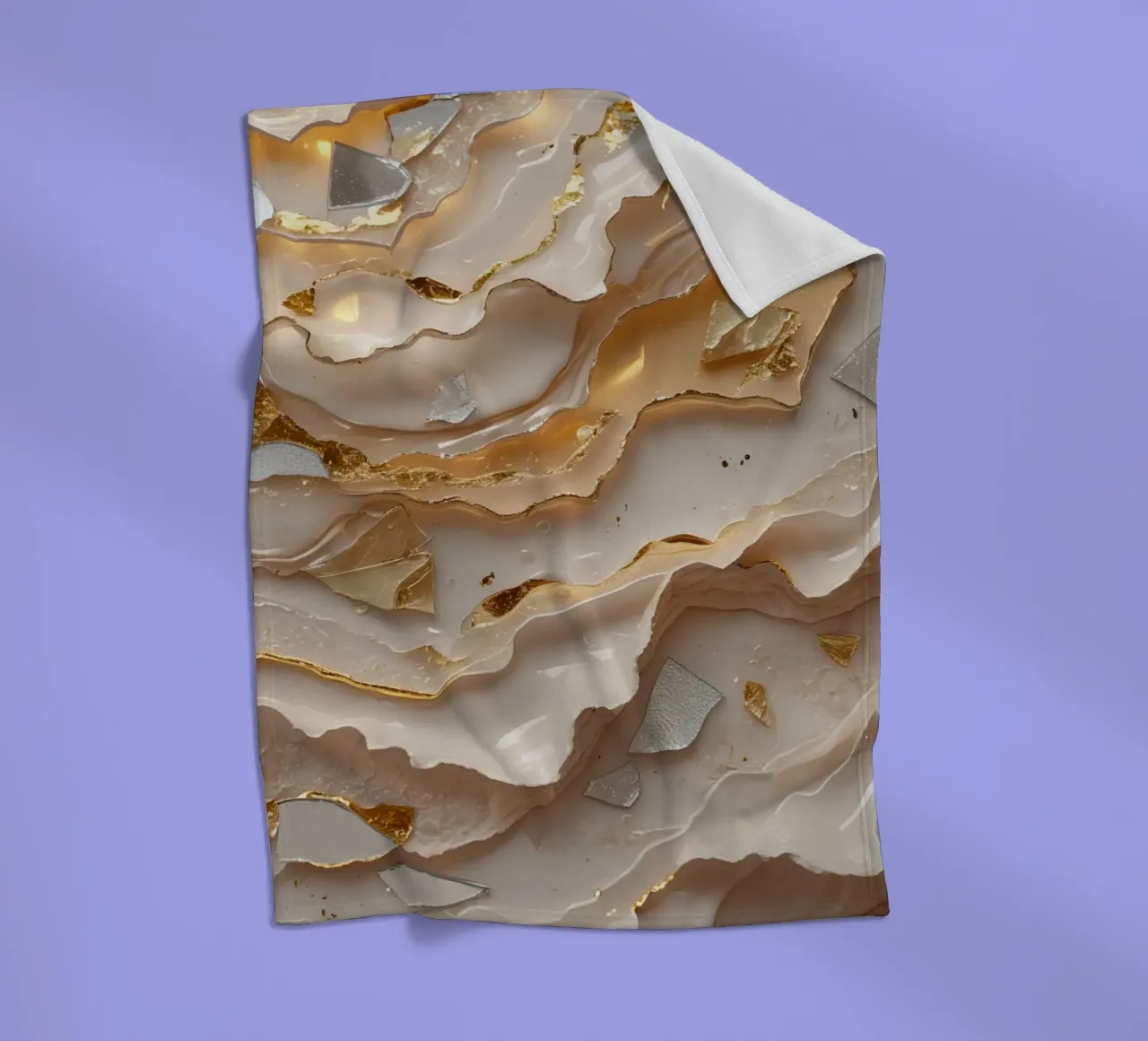 Vetro astratto beige oro e argento LikeTexture coperta in pile da DesignDoodle