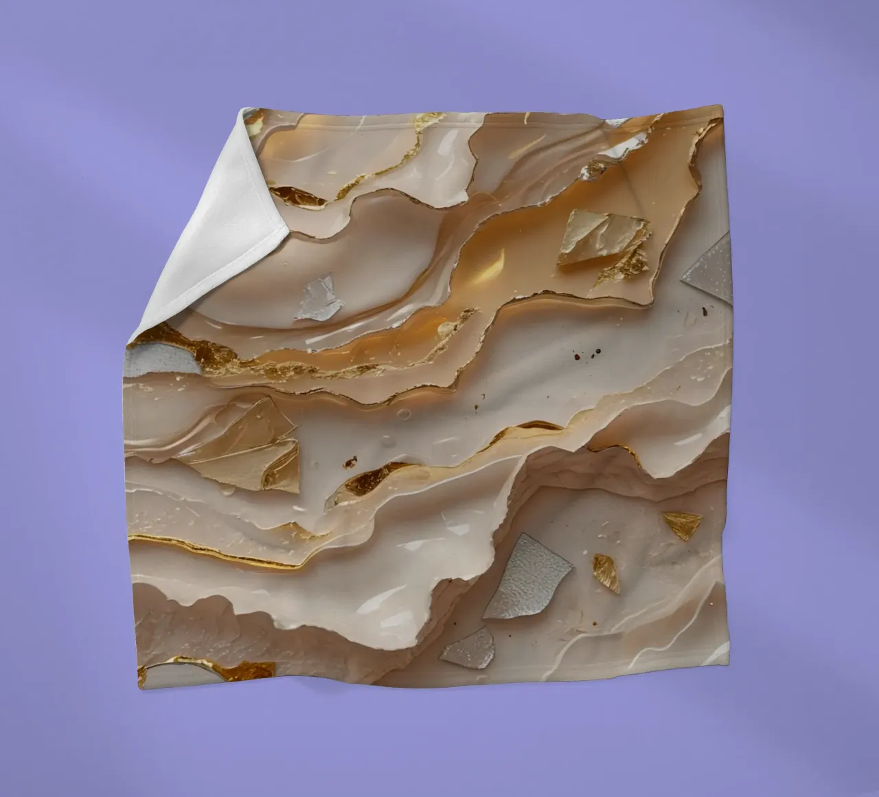 Vetro astratto beige oro e argento LikeTexture coperta in pile da DesignDoodle