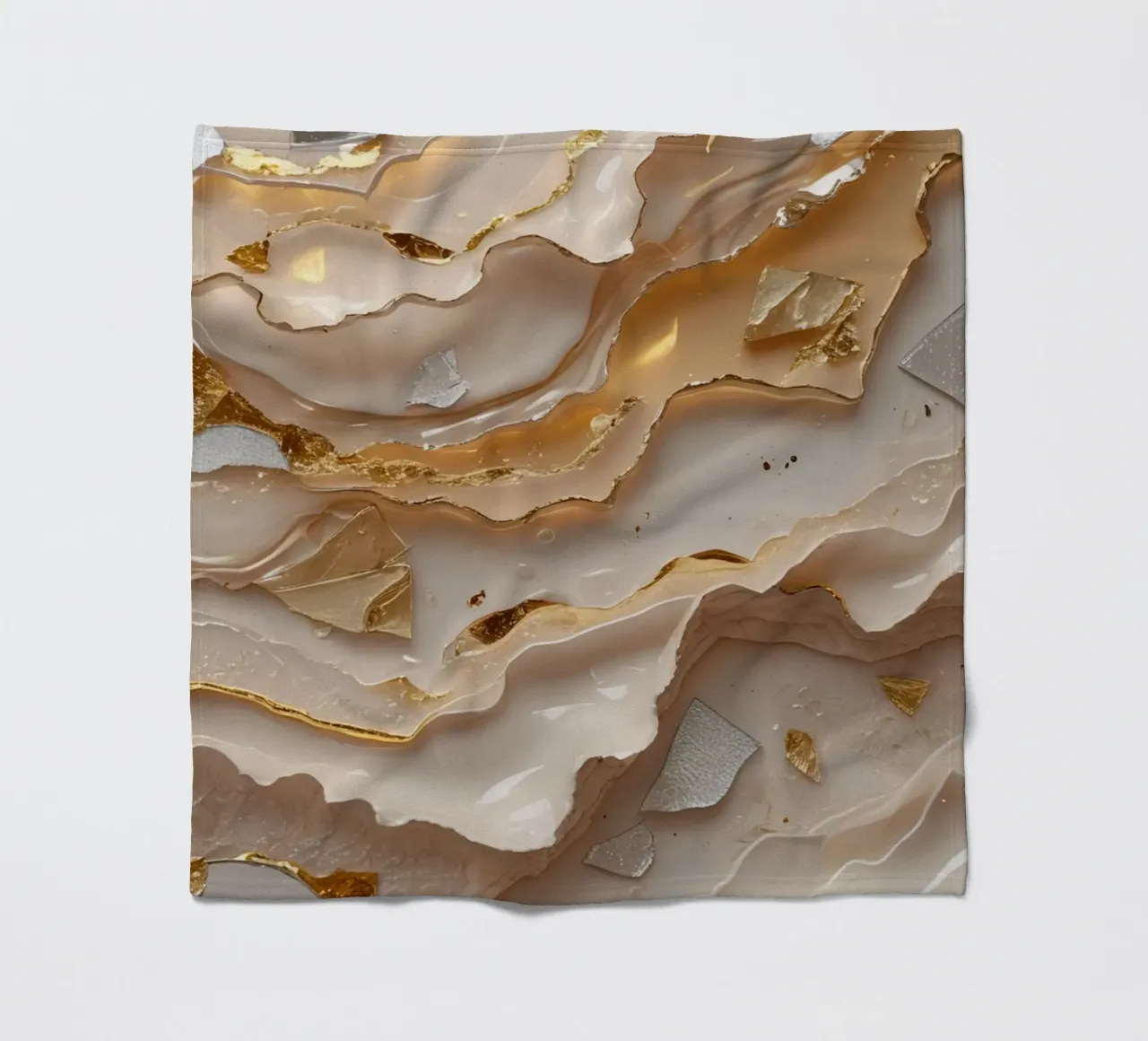 Vetro astratto beige oro e argento LikeTexture coperta in pile da DesignDoodle