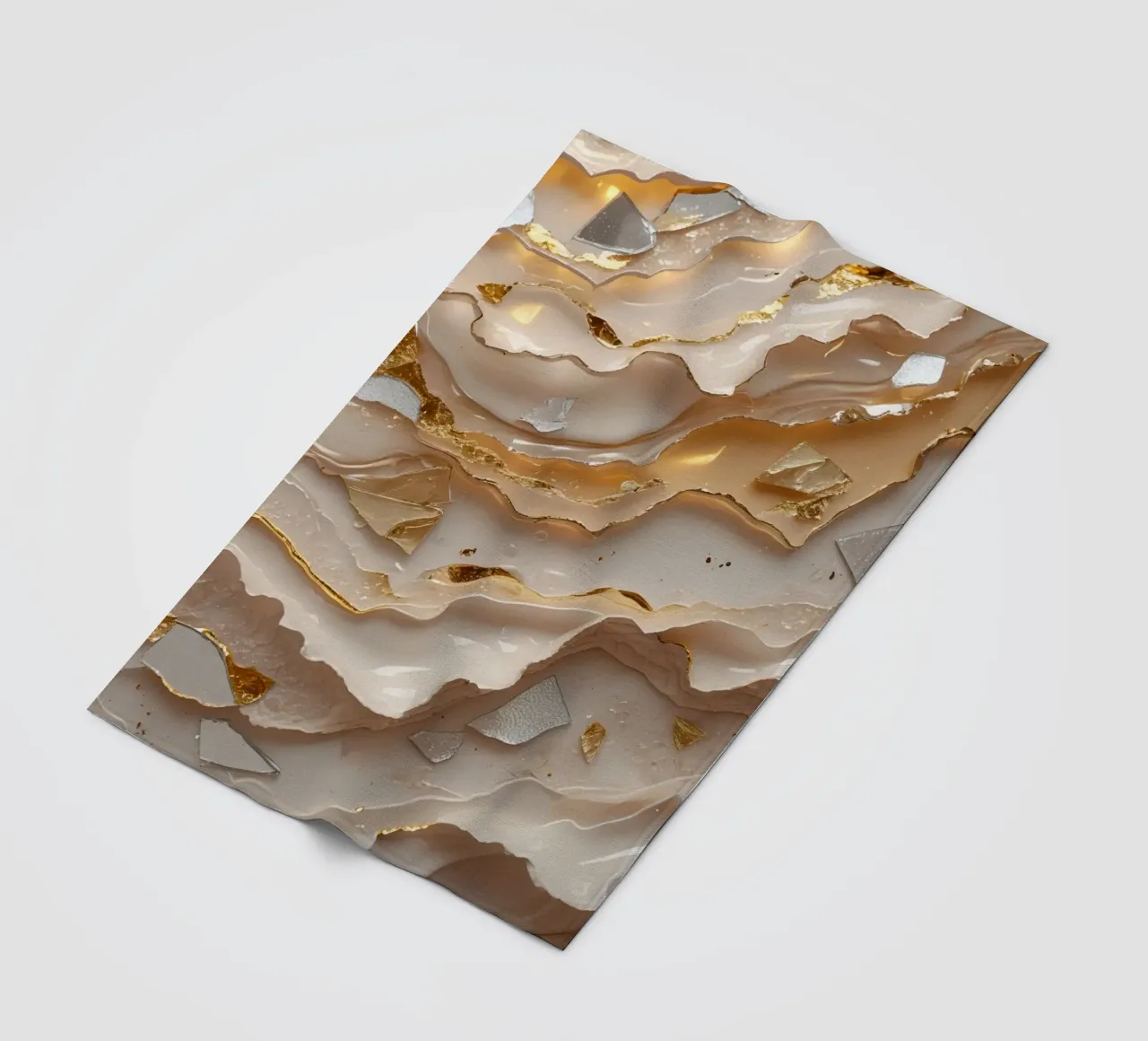 Vetro astratto beige oro e argento LikeTexture coperta in pile da DesignDoodle