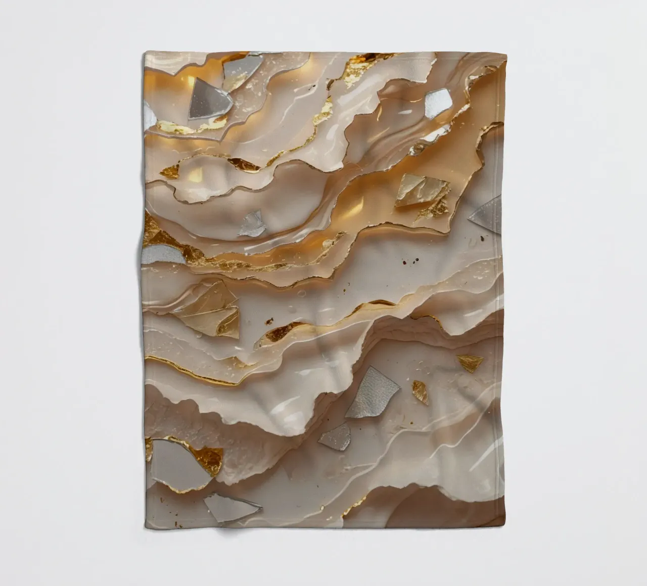 Vetro astratto beige oro e argento LikeTexture coperta in pile da DesignDoodle