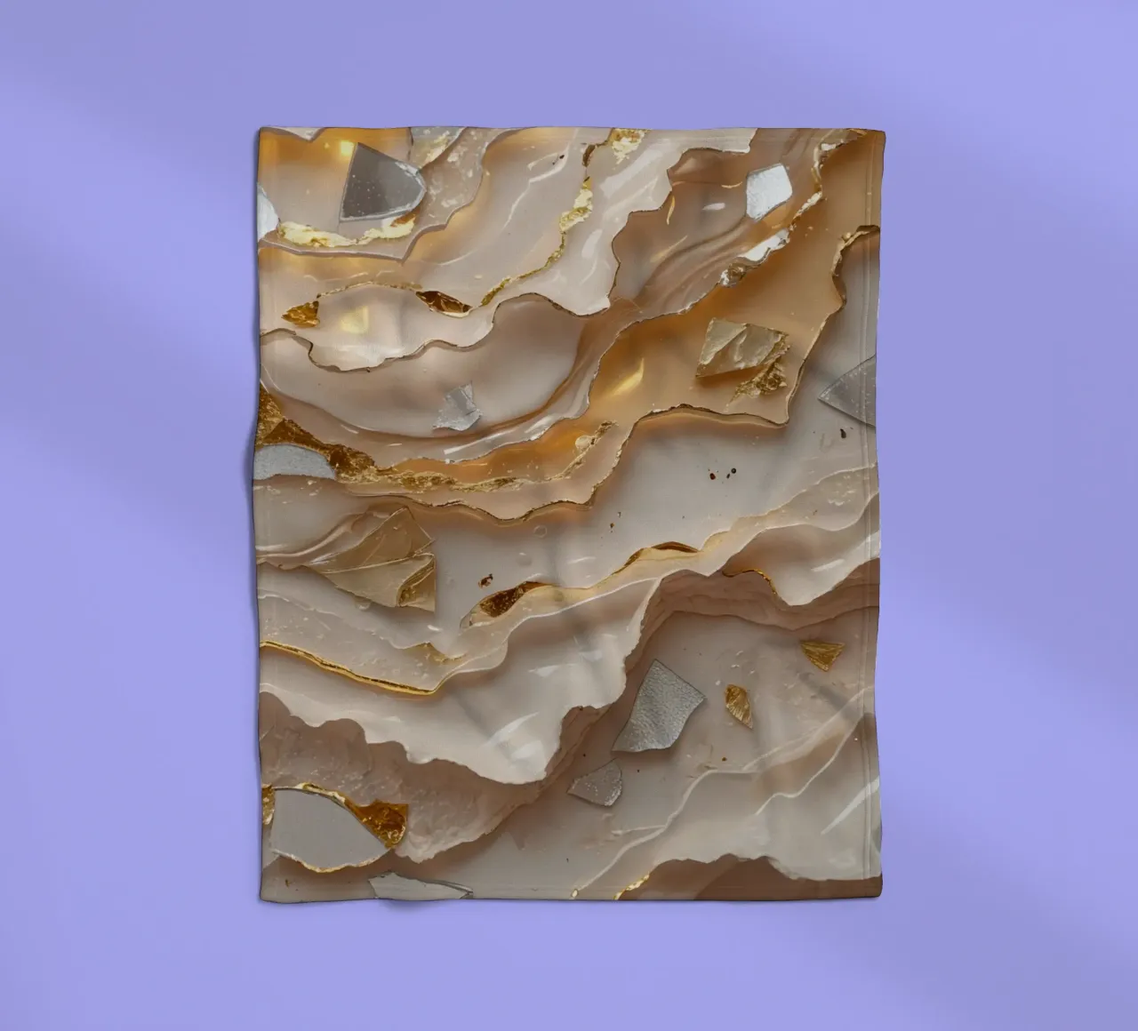 Vetro astratto beige oro e argento LikeTexture coperta in pile da DesignDoodle