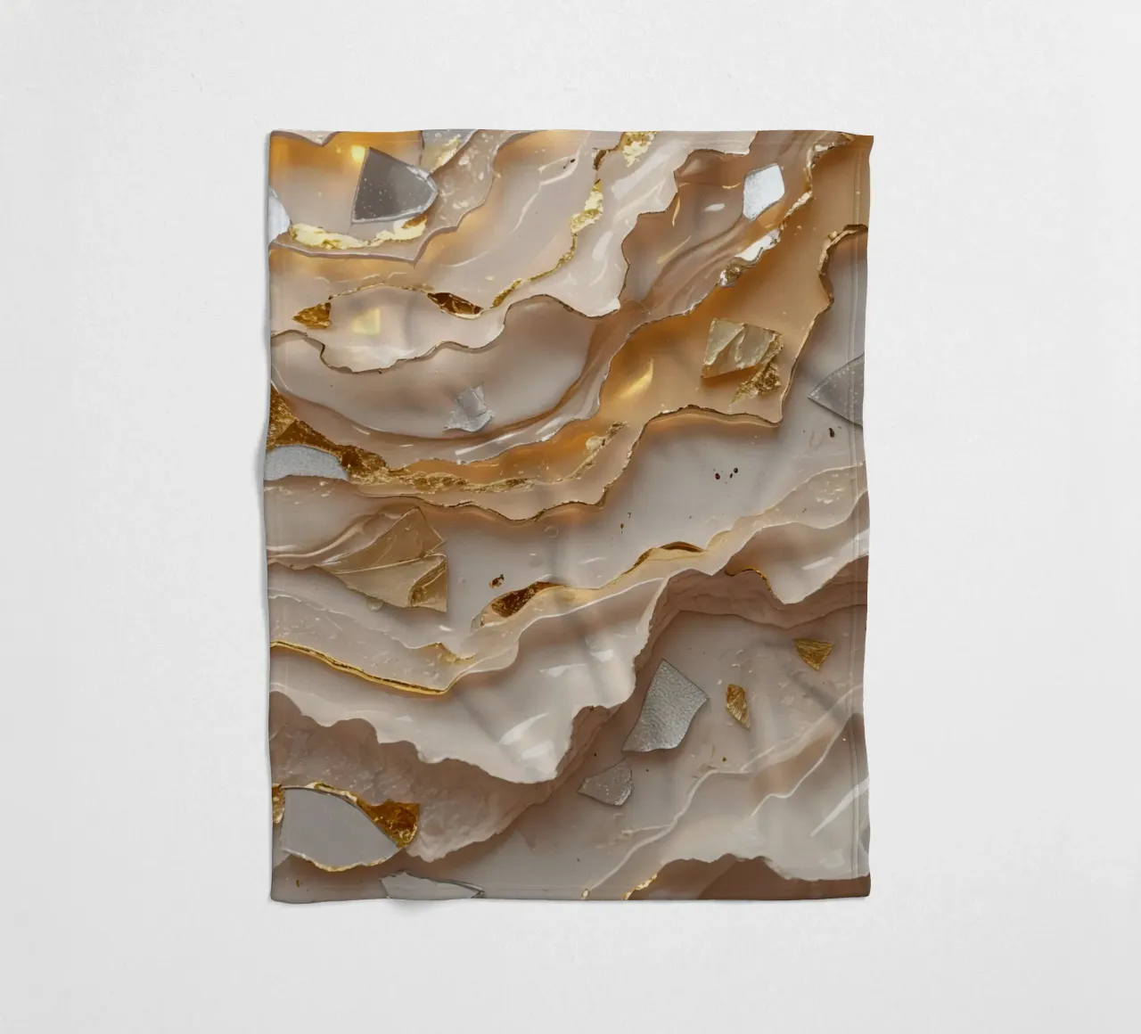 Vetro astratto beige oro e argento LikeTexture coperta in pile da DesignDoodle