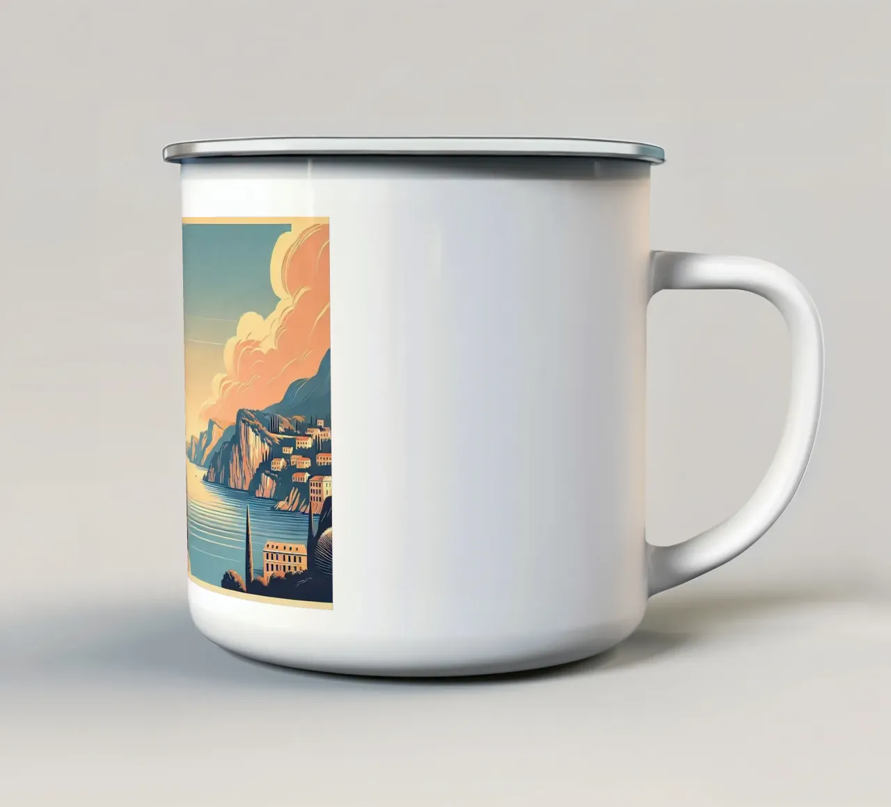 Poster d'epoca della Costa Azzurra tazza in smalto da Wanderlust Vibes