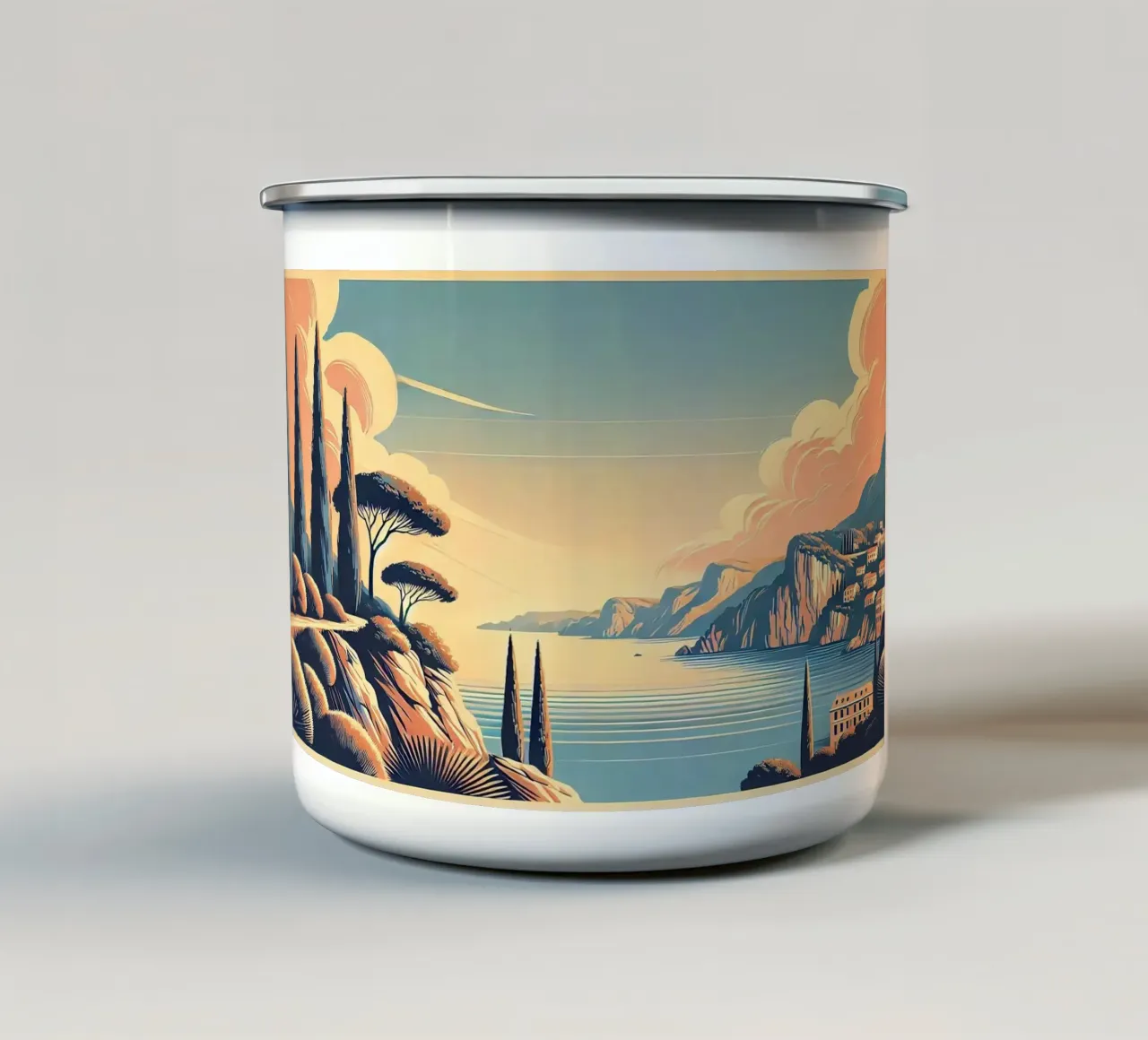 Poster d'epoca della Costa Azzurra tazza in smalto da Wanderlust Vibes