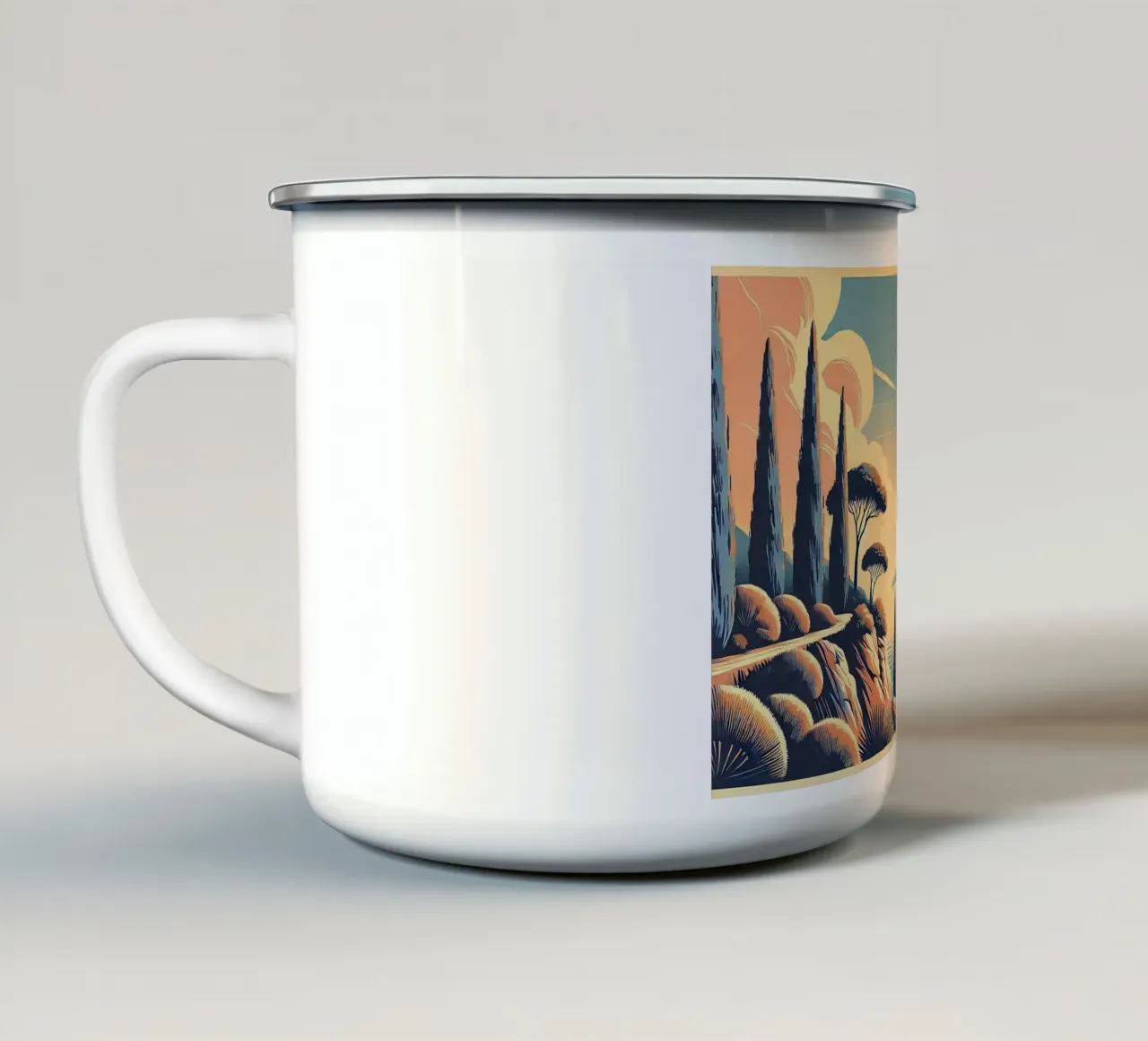 Poster d'epoca della Costa Azzurra tazza in smalto da Wanderlust Vibes