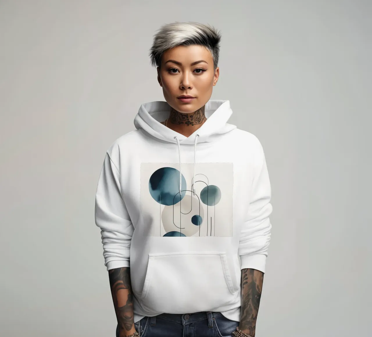 Abstract Circles and Arcs Composition hoodie by DesignDoodle