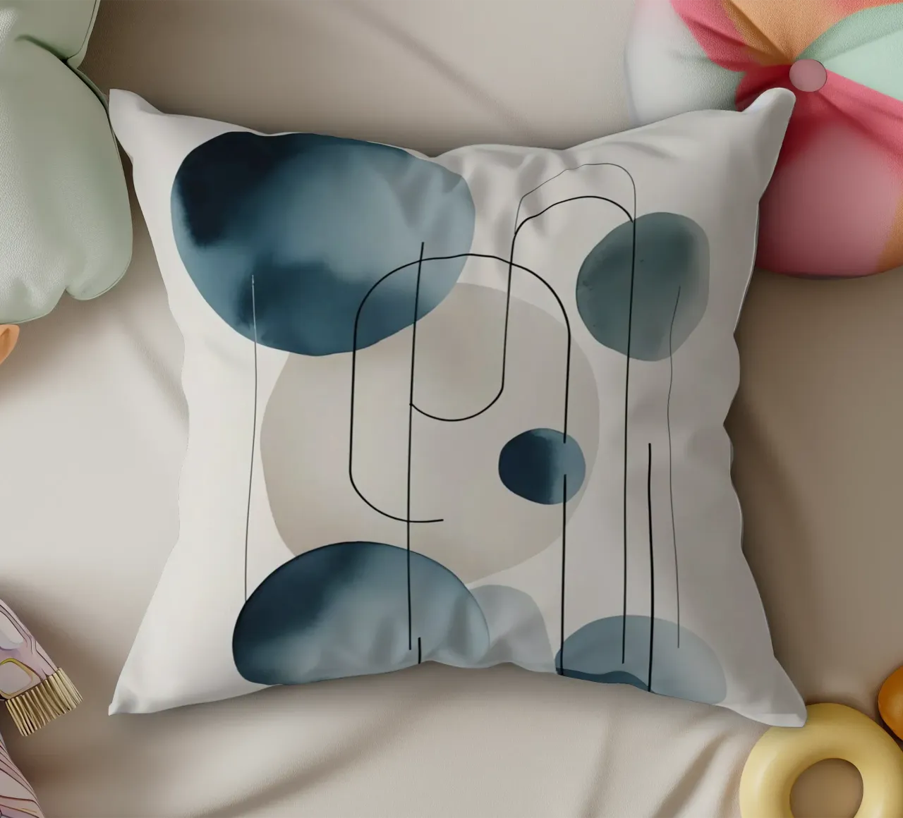Abstrakte Kreise und Bögen Komposition Kissen von DesignDoodle