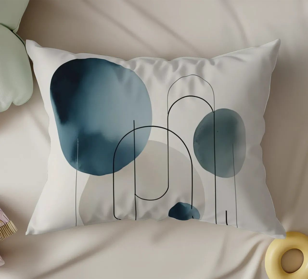 Abstracte cirkels en bogen compositie kussen van DesignDoodle