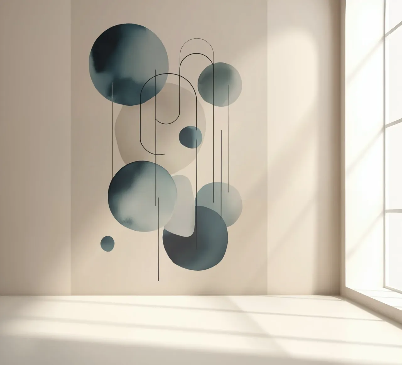 Abstracte cirkels en bogen compositie fotobehang van DesignDoodle