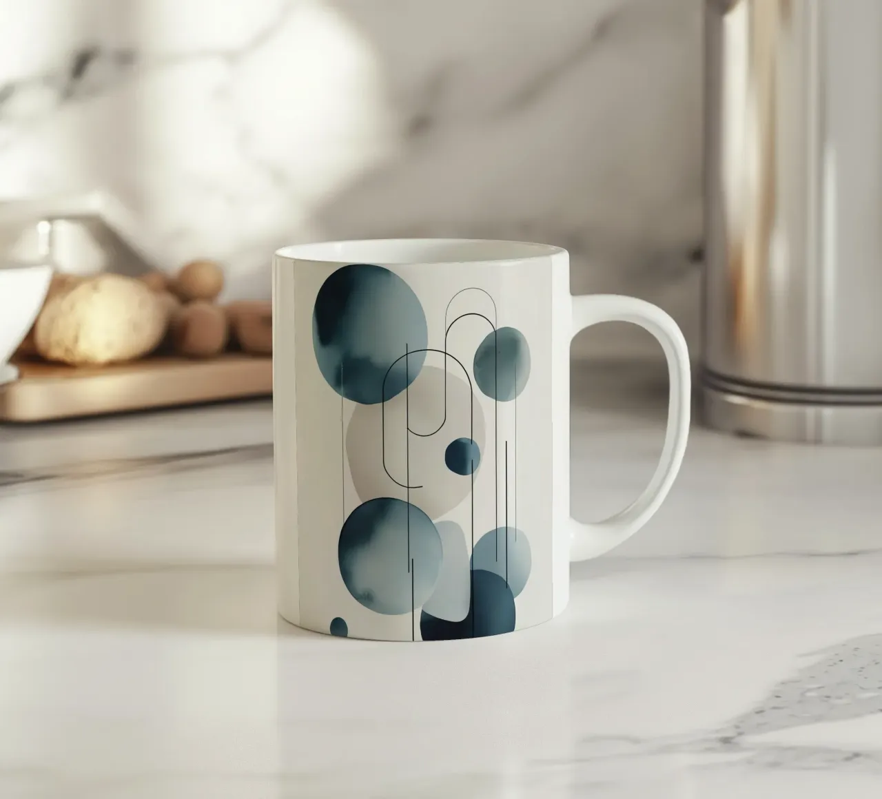 Composizione astratta di cerchi e archi tazza in ceramica da DesignDoodle