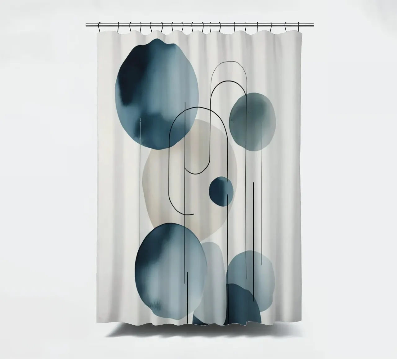 Abstract Circles and Arcs Composition shower curtain by DesignDoodle