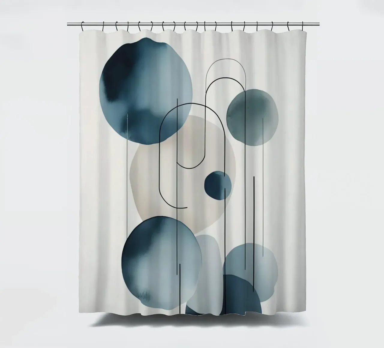 Abstract Circles and Arcs Composition shower curtain by DesignDoodle