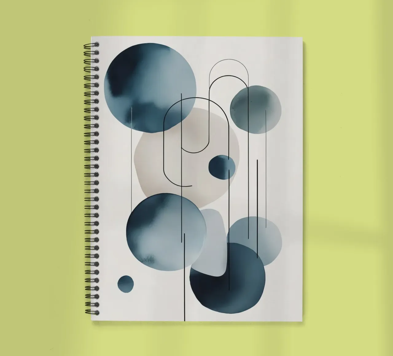Abstract Circles and Arcs Composition spiral notebook by DesignDoodle