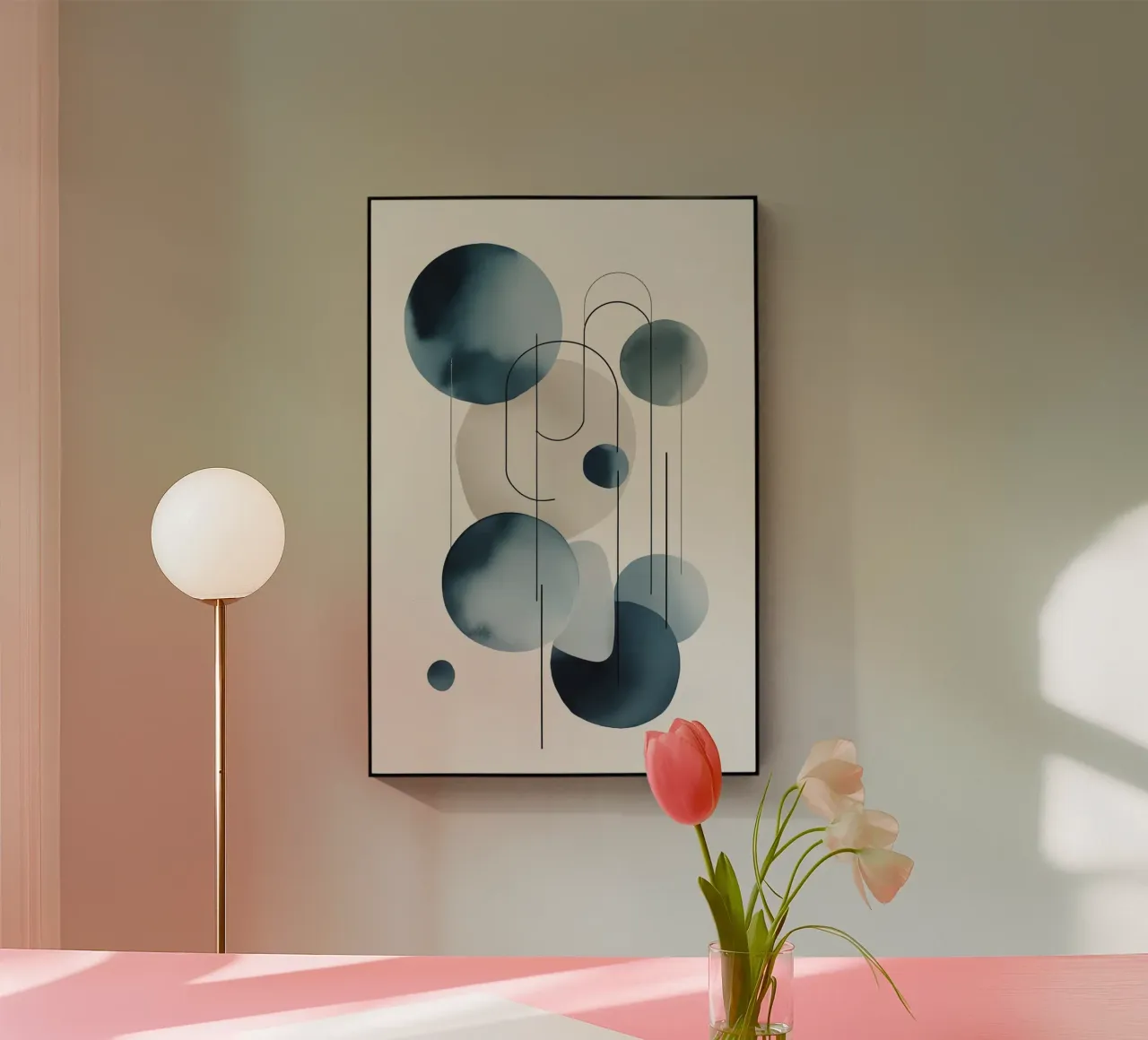 Abstracte cirkels en bogen compositie acryl van DesignDoodle